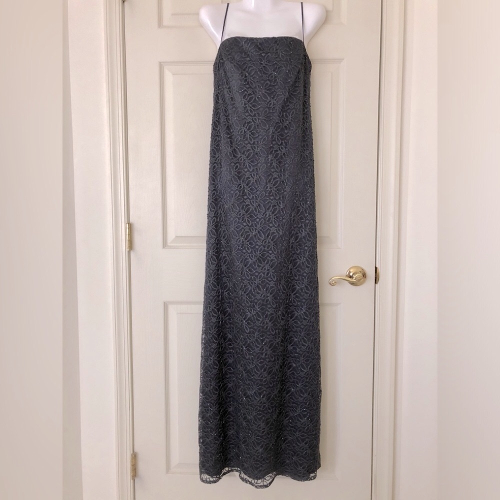 Laundry by Shelli Segal Beaded Lace Evening Gown Dark Blue Size 12